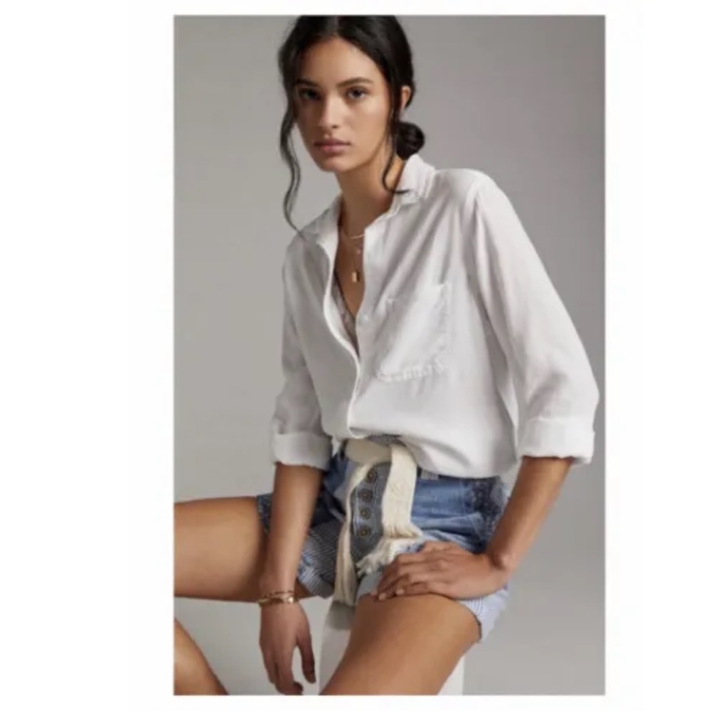 Anthropologie White Button-Down Shirt